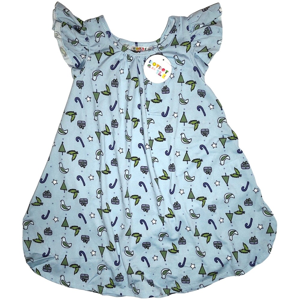 Dot Smile Girls Sz 2 2T Blue White Green Holiday Swing‎ Dress Peace NWT